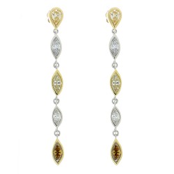 Platinum/Yellow Gold Diamond Gemstone Earrings