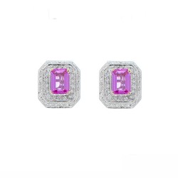 18K White Gold Sapphire Gemstone Earrings