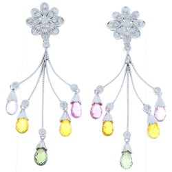 18K White Gold Sapphire Gemstone Earrings