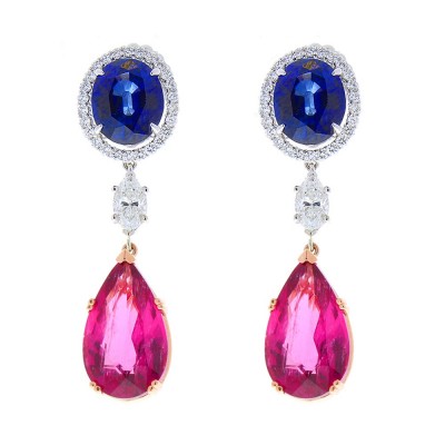 14K Two-Tone Mixed Gemstone Earrings