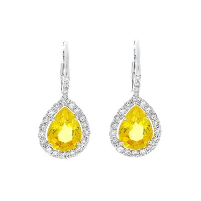 18K White Gold Sapphire Gemstone Earrings