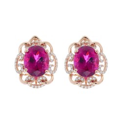 14K Rose Gold Tourmaline Gemstone Earrings