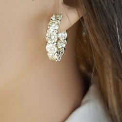 18K Two-Tone Diamond Gemstone Earrings