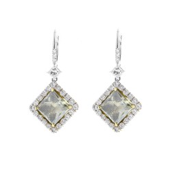 18K White Gold Diamond Gemstone Earrings