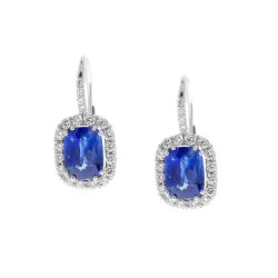 18K White Gold Sapphire Gemstone Earrings