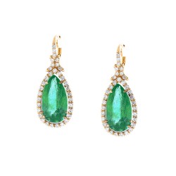 18K Yellow Gold Emerald Gemstone Earrings