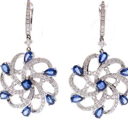 18K White Gold Sapphire Gemstone Earrings