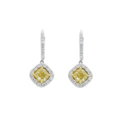 18K Two-Tone Diamond Gemstone Earrings