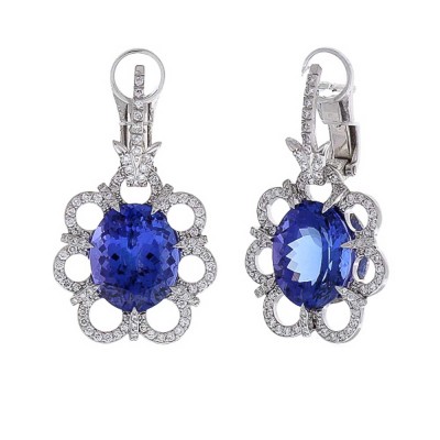 18K White Gold Tanzanite Gemstone Earrings