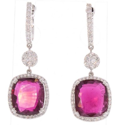 18K White Gold Rubelite Gemstone Earrings