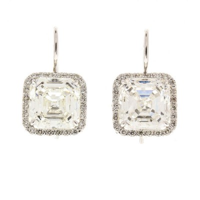 18K White Gold Diamond Gemstone Earrings