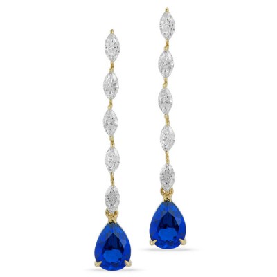 Lab Grown Diamond and Created Sapphire Earrings