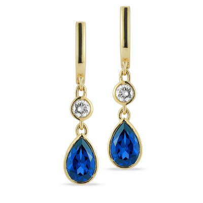 Lab Grown Diamond and Created Sapphire Earrings