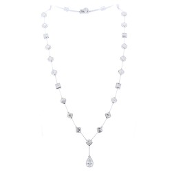 18K White Gold Diamond Gemstone Necklace