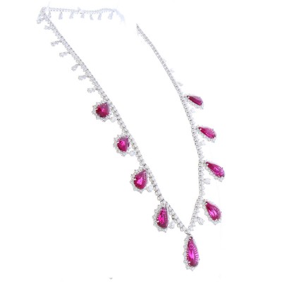18K White Gold Tourmaline Gemstone Necklace