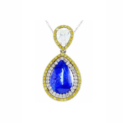 18K White Gold Tanzanite Gemstone Necklace