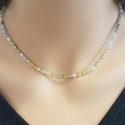 14K Yellow Gold Diamond Gemstone Necklace