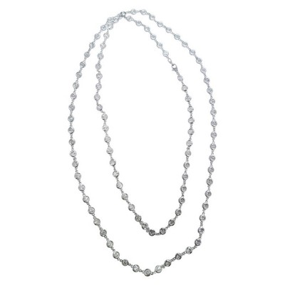 14K White Gold Diamond Gemstone Necklace