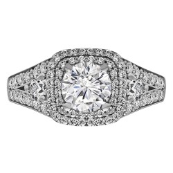 Cushion Cut Halo Diamond Vintage Semi Mount Engagement Ring