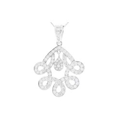 18K White Gold Diamond Gemstone Pendant