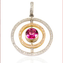 18K Two-Tone Diamond Gemstone Pendant