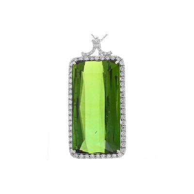 18K White Gold Tourmaline Gemstone Pendant