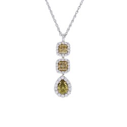 18K White Gold Diamond Gemstone Pendant