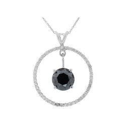 14K White Gold Diamond Gemstone Pendant
