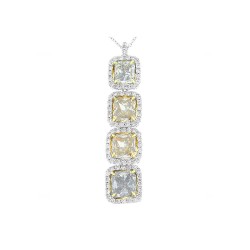 18K White Gold Diamond Gemstone Pendant