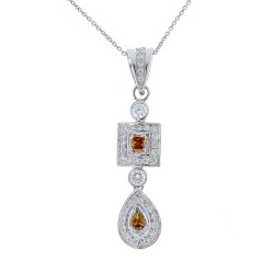 18K White Gold Diamond Gemstone Pendant