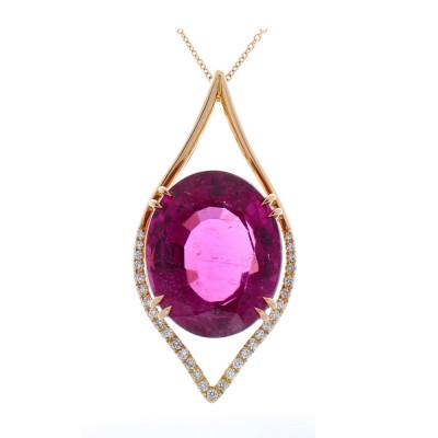18K Rose Gold Tourmaline Gemstone Pendant