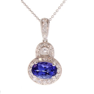 18K White Gold Tanzanite Gemstone Pendant