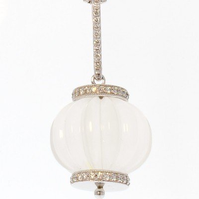 14K White Gold Quartz Gemstone Pendant