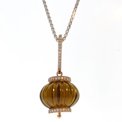14K Rose Gold Quartz Gemstone Pendant