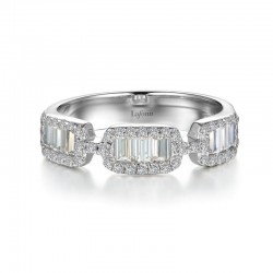 Baguette Halo Half Eternity Band