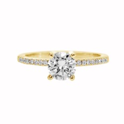 Yellow Gold Diamond Bridal Ring 0.14 CT