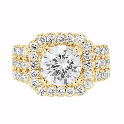 Yellow Gold Semi-Mount Diamond Ring 1.35 CT