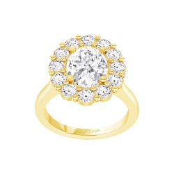 Yellow Gold Diamond Semi-Mount For Oval Center 0.90 CT
