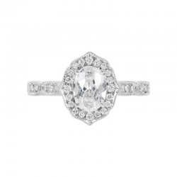 14K White Gold Semi Mount Oval Engagement Ring