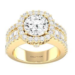 Yellow Gold Semi-Mount Diamond Ring 1.50 CT