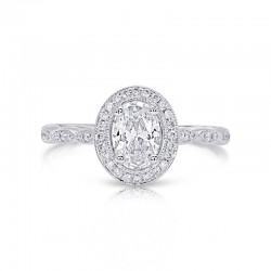 14K White Gold Semi Mount Oval Engagement Ring