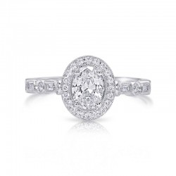 14K White Gold Semi Mount Oval Engagement Ring