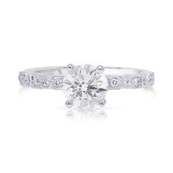 14K White Gold Semi Mount Non-Halo Engagement Ring