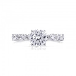 14K White Gold Semi Mount Non-Halo Engagement Ring