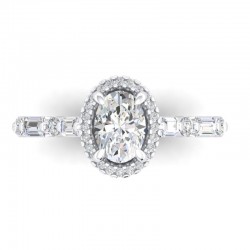 14K White Gold Semi Mount Oval Engagement Ring