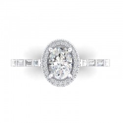 14K White Gold Semi Mount Oval Engagement Ring