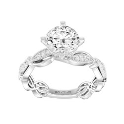 14K White Gold Semi Mount Non-Halo Engagement Ring