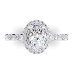 14K White Gold Semi Mount Oval Engagement Ring