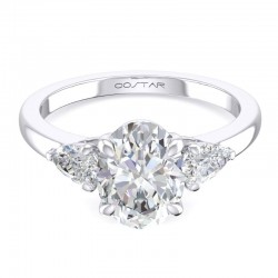 14K White Gold Semi Mount Oval Engagement Ring