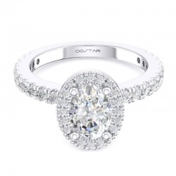 14K White Gold Semi Mount Oval Engagement Ring